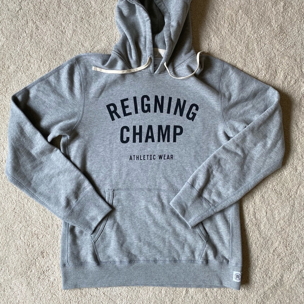 Reigning Champ Gym Logo Gray Hoodie Pullover medium